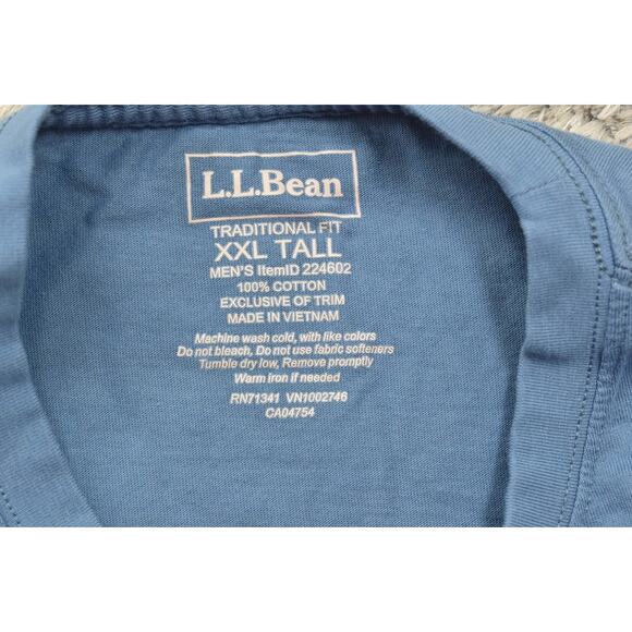 L.L. Bean 2XLT Men's Cotton T-Shirt Blue - Big & Tall Long Sleeve - Picture 3 of 7